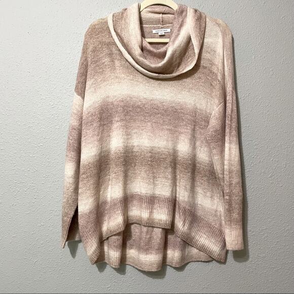 American Eagle Pink Cream Striped Cowl Neck Super Soft Sweater Women M Oversized - Picture 1 of 9